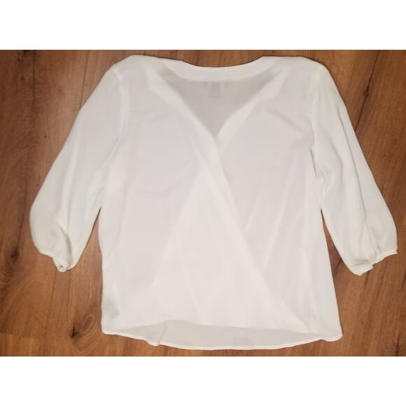 AGB Women's Cross Over Pull On Blouse Elastic Hem Front & 3/4 Sleeves Size XL - Picture 6 of 9